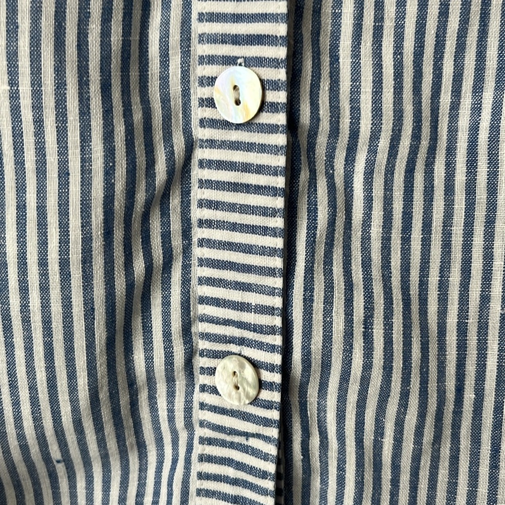 J. Jill Blue and White Linen Button Down Tank Top - Picture 8 of 10
